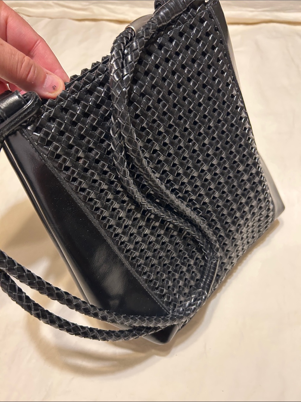 Liz Claiborne Black Woven Shoulder Bag